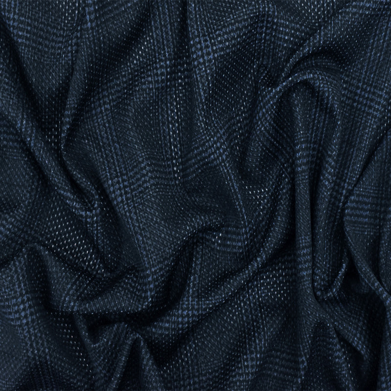 Black-Soft Blue Plaid Printed Stretch Polyester Athletic Mesh Knit Fabric
