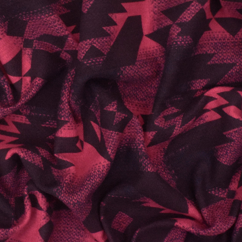 Red-Brown-Navy Tribal Printed Cotton Check Dobby Woven Fabric