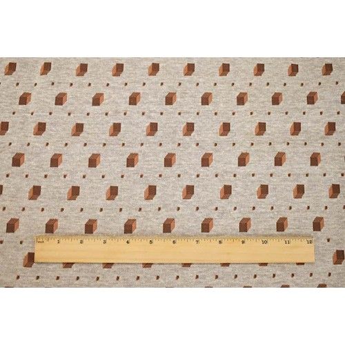 Brown/Multi Cube Jacquard Knit Fabric
