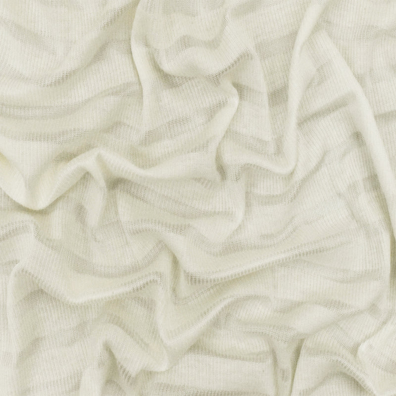Pure Ivory-Ivory Stripe Stretch Cotton 2X2 Rib Knit Fabric