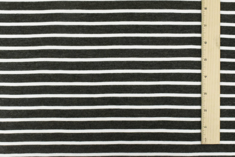 Off Black-White Striped Viscose Jersey Knit Fabric