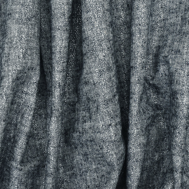 Silver-White-Navy Metallic Texture Stretch Cotton Chambray Woven Fabric