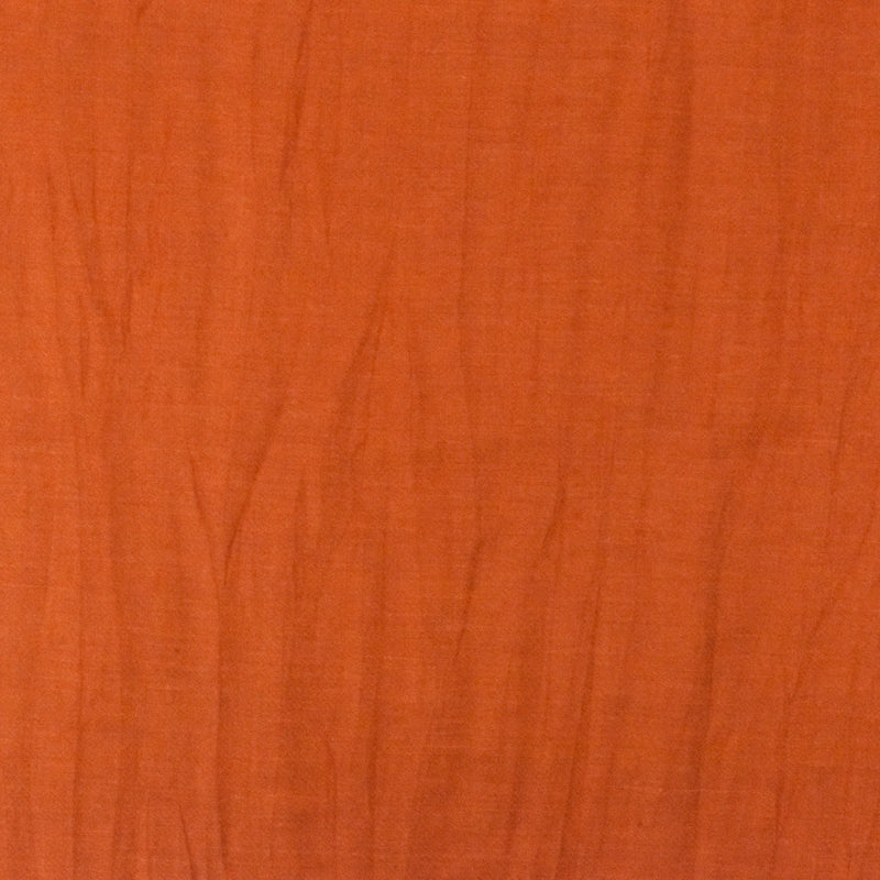 Royal Orange Solid Crinkle Satin-like Linen-Nylon Dobby Woven Fabric