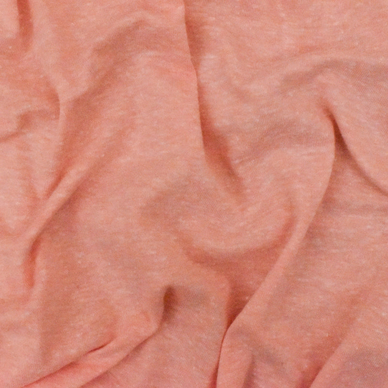Punch Peach-Ivory Slub Stretch Poly Jersey Knit Fabric
