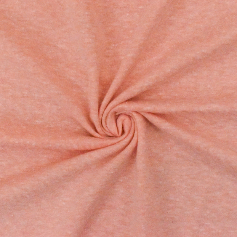 Punch Peach-Ivory Slub Stretch Poly Jersey Knit Fabric