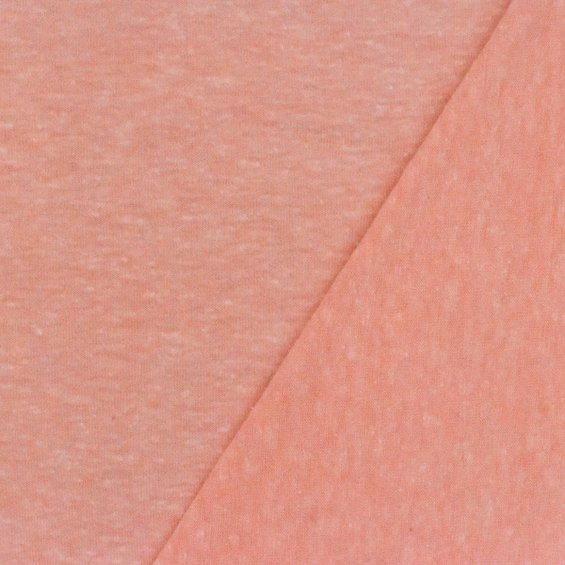 Punch Peach-Ivory Slub Stretch Poly Jersey Knit Fabric