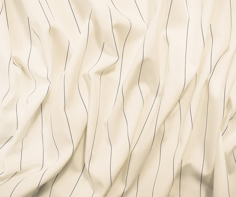 Off-White-Navy Rayon-Cotton Japanese Vertical Stripe Woven Shirting Fabric