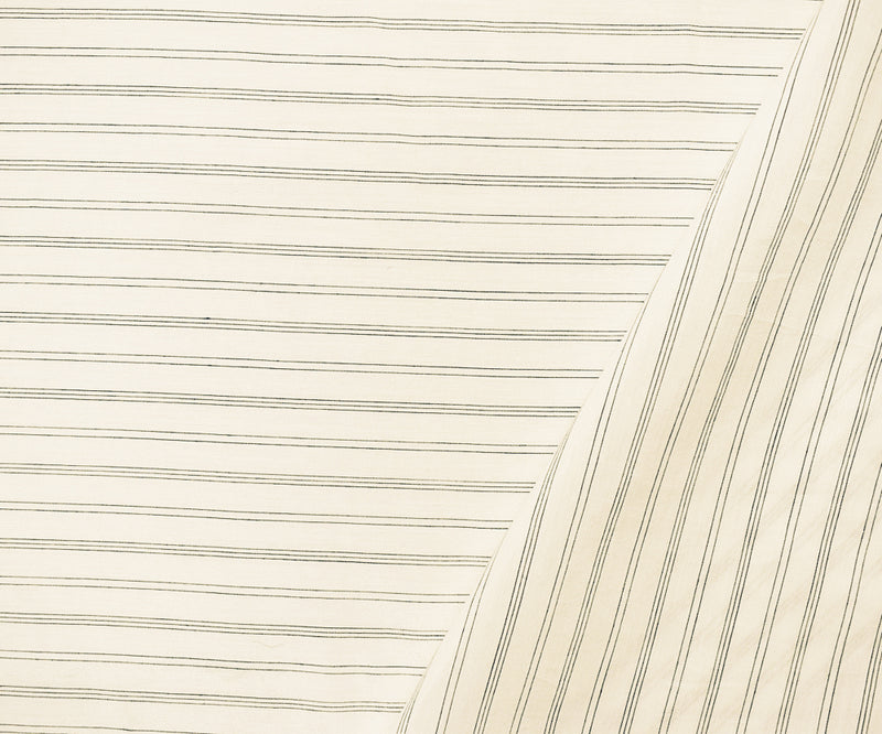 White-Black Rayon Japanese Horizontal Pinstripe Lawn Woven Fabric
