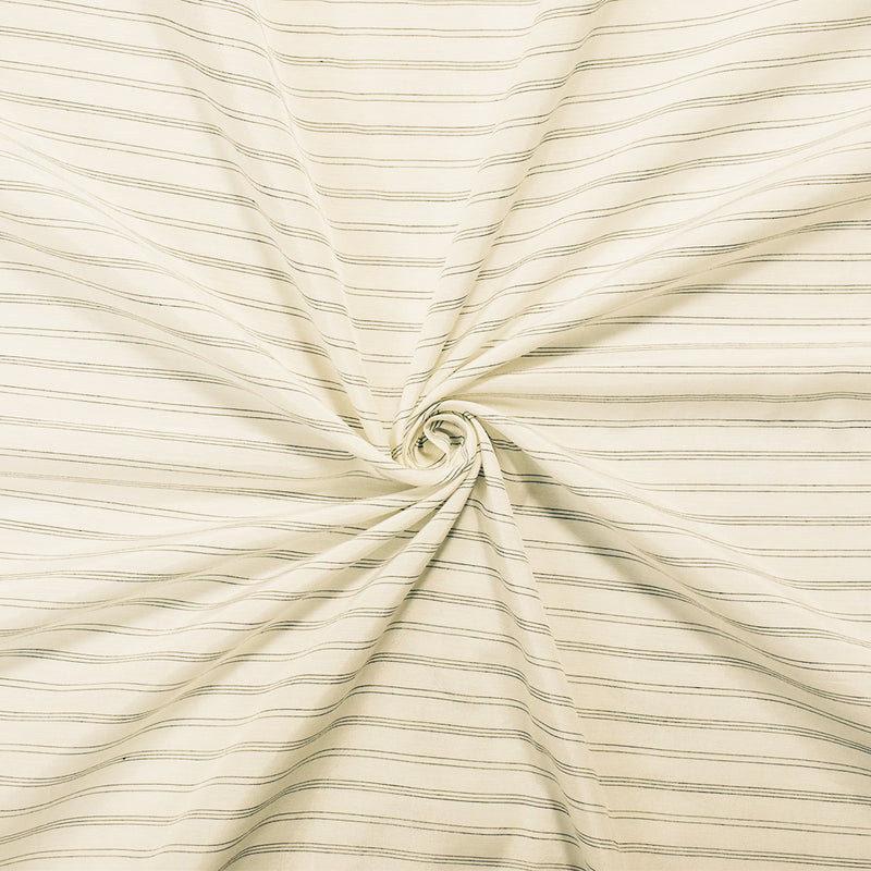 White-Black Rayon Japanese Horizontal Pinstripe Lawn Woven Fabric