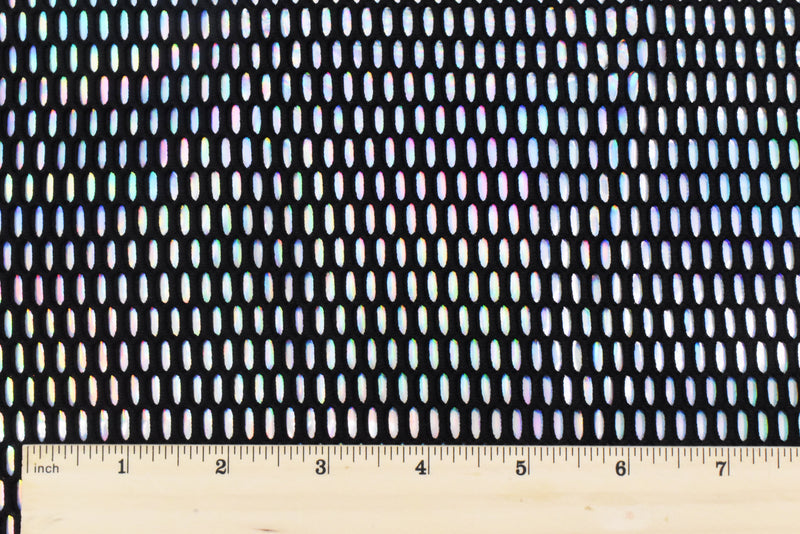Basic Black-Iridescence Famous Maker Bonded Stiff 3D Mesh Fabric