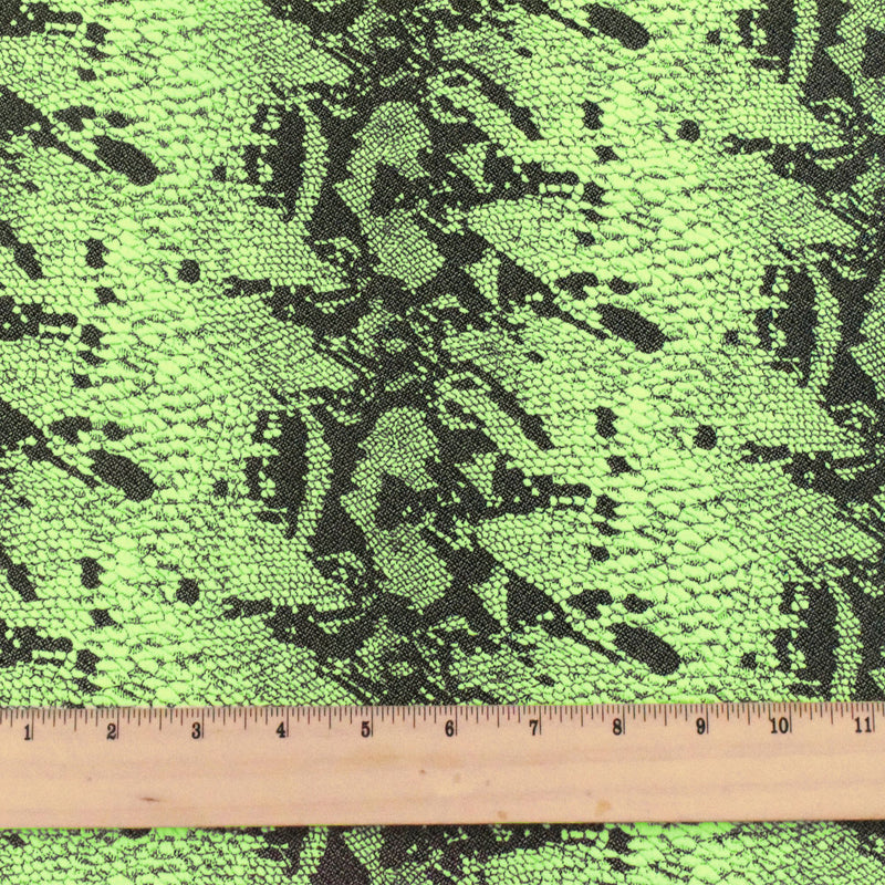 Neon Green-Black Famous Maker Stretch Reptile Jacquard Yoga Knit Fabric