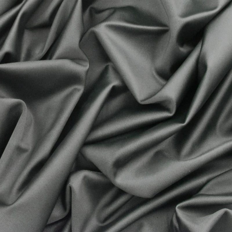 Shiny Space Gray Famous Maker Stretch Satin Tricot Yoga Swimwear Fabric
