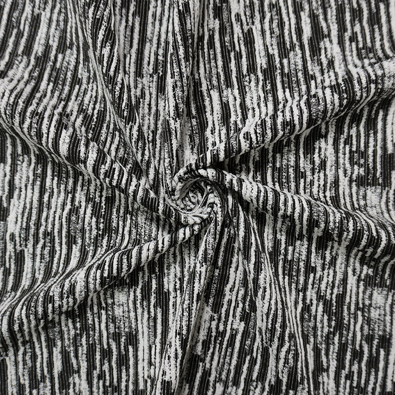 Black Famous Maker Nylon Abstract Jacquard Double Knit Fabric