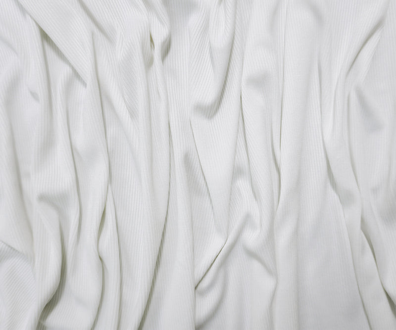 White Famous Maker Poly Spandex Solid Rib Knit Yoga Fabric