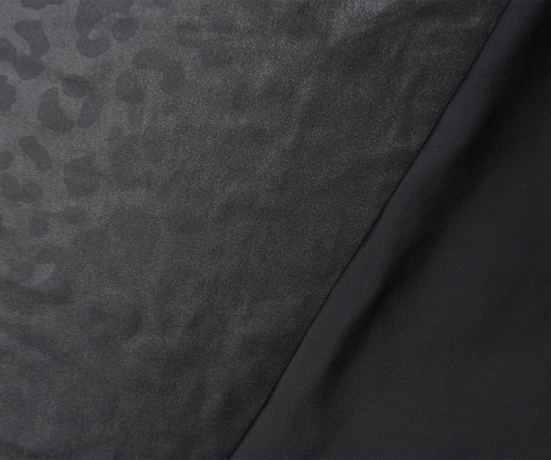 Deep Gray Famous Maker Nylon Leopard Satin Tricot Knit Fabric