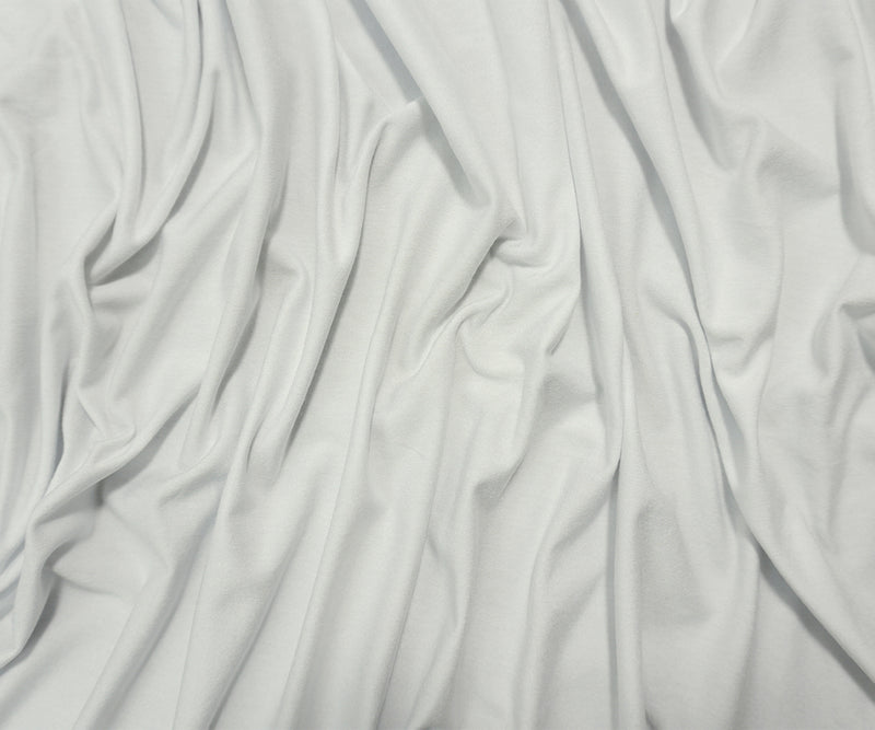 White Famous Maker Rayon Spandex Solid Slub Jersey Knit Fabric