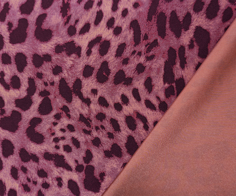 Purple-Pink Famous Maker Nylon Cheeatah Satin Tricot Knit Fabric