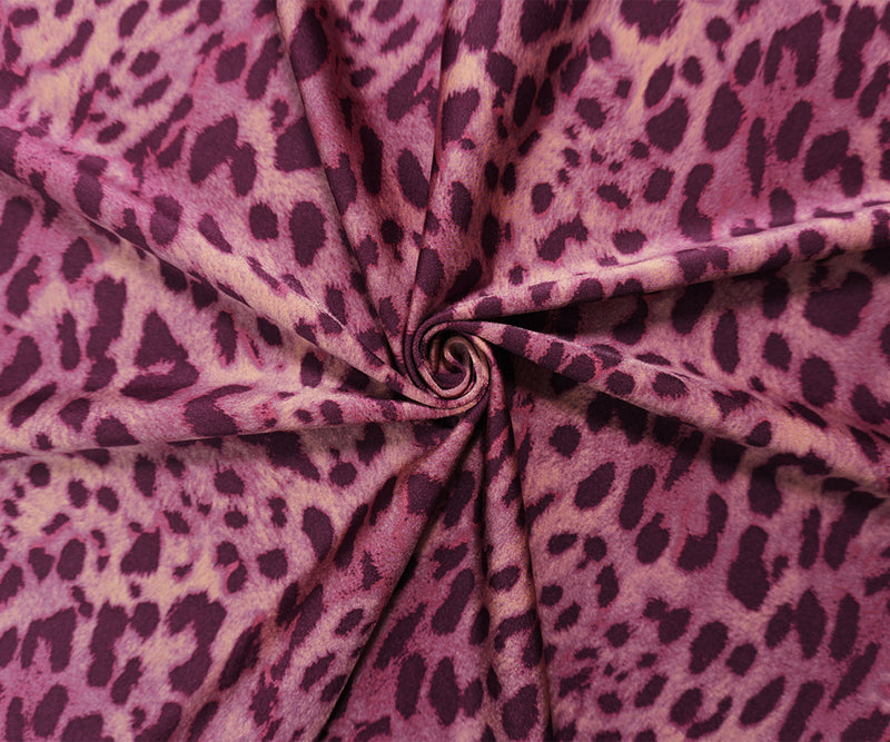 Purple-Pink Famous Maker Nylon Cheeatah Satin Tricot Knit Fabric