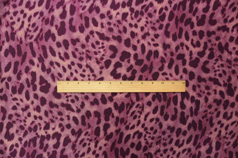 Purple-Pink Famous Maker Nylon Cheeatah Satin Tricot Knit Fabric