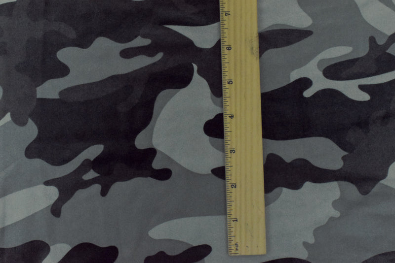 Gray-Black-Multi Famous Maker Camo Print Nylon Tricot Swimwear Knit Fabric
