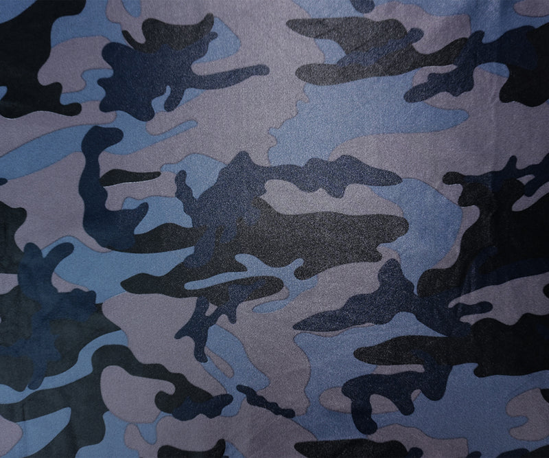 Blue Famous Maker Nylon Camo Printed Satin Tricot Knit Fabric