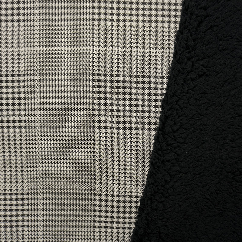 Gray-Black Famous Maker Poly Houndstooth Fleece Knit Fabric