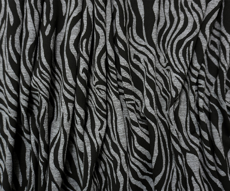 Black Famous Maker Nylon Zebra Jacquard Double Knit Yoga Fabric