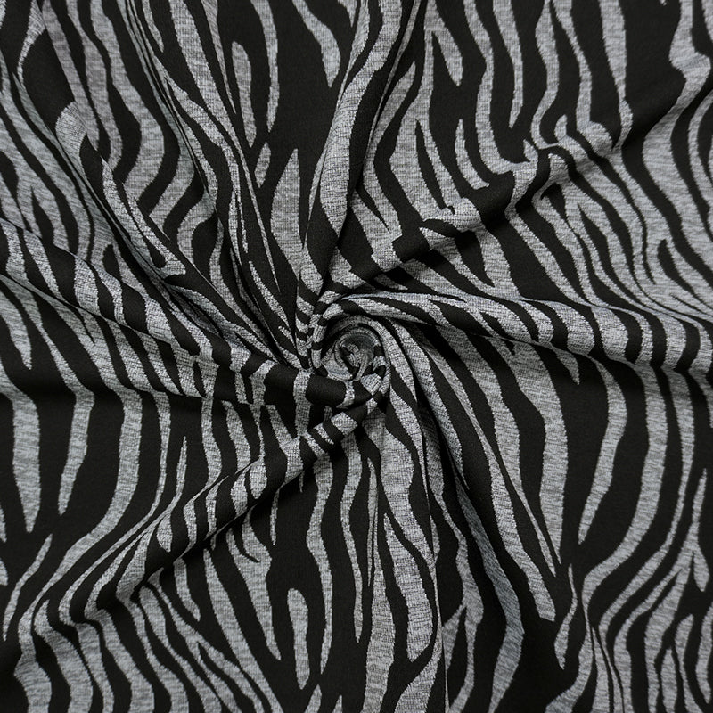 Black Famous Maker Nylon Zebra Jacquard Double Knit Yoga Fabric
