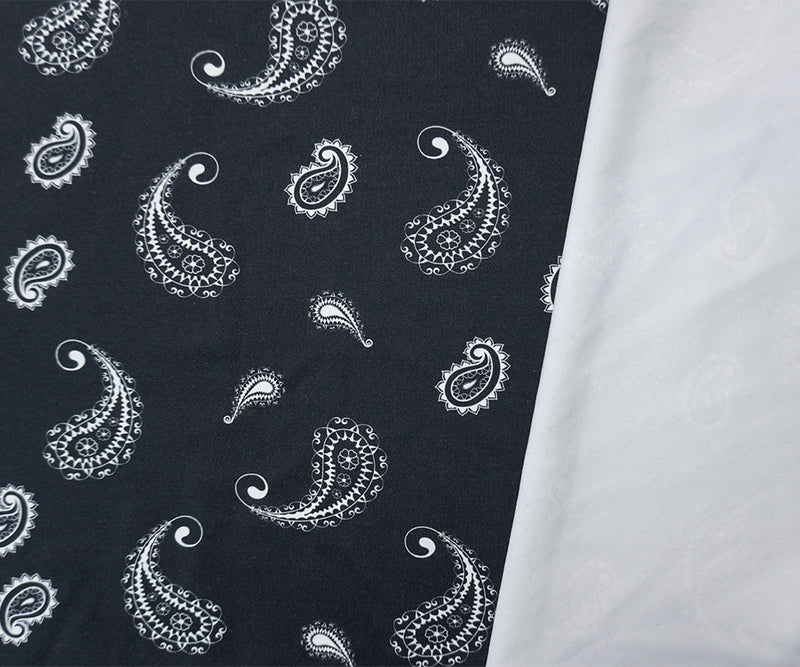 Black-White Famous Maker Nylon Paisley Print Jersey Knit Fabric