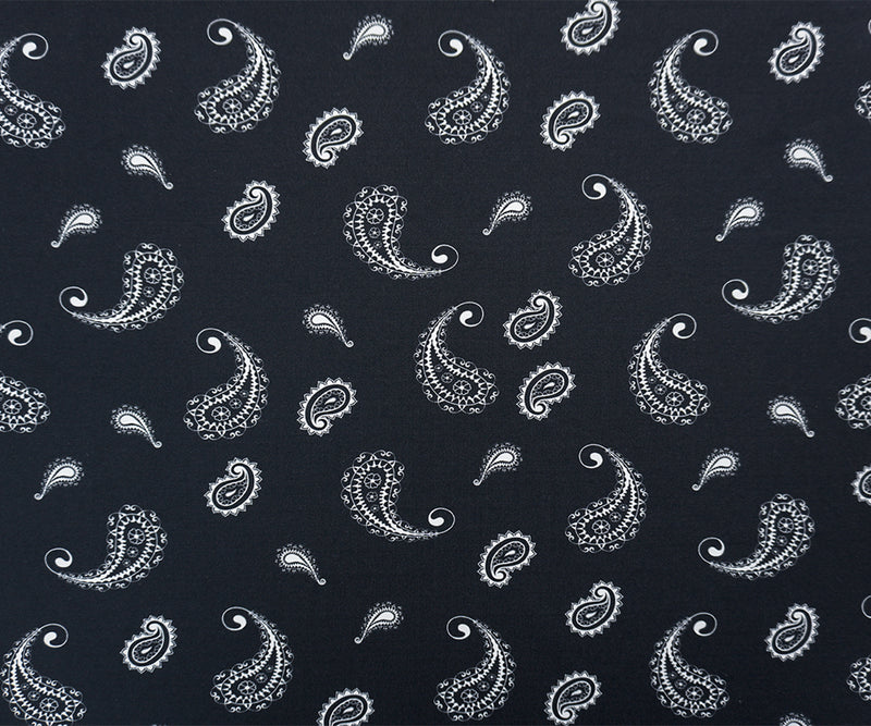 Black-White Famous Maker Nylon Paisley Print Jersey Knit Fabric