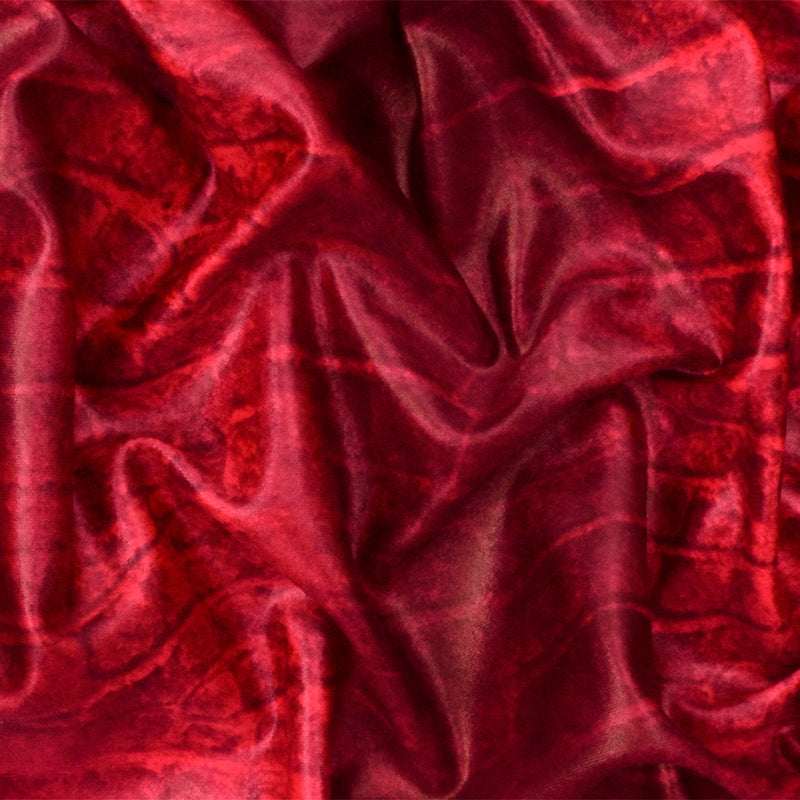 Red-Multi Famous Maker Reptile Printed Satin Tricot Swimwear Knit Fabric