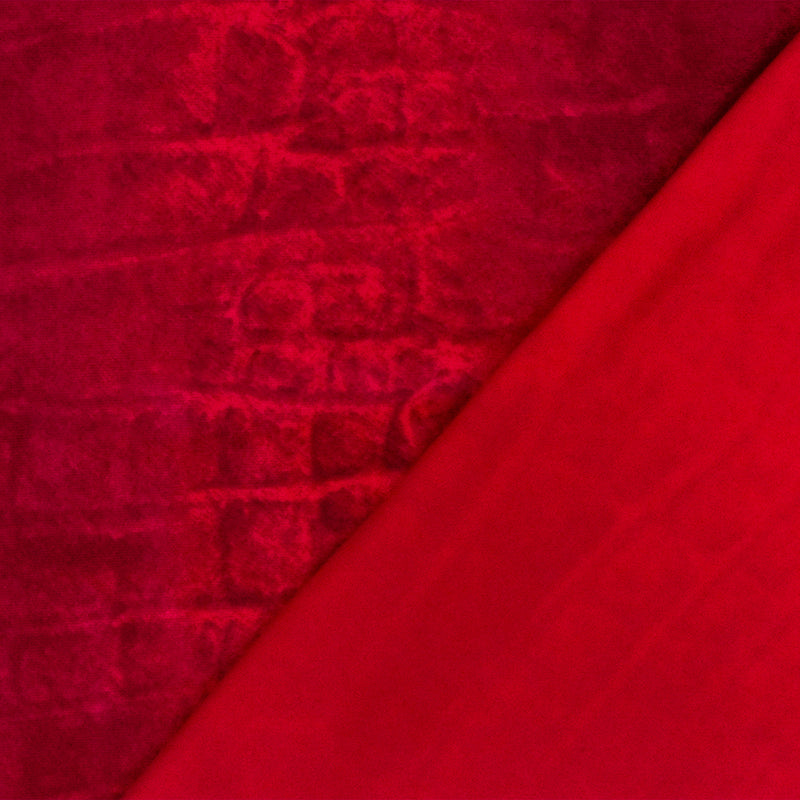 Red-Multi Famous Maker Reptile Printed Satin Tricot Swimwear Knit Fabric