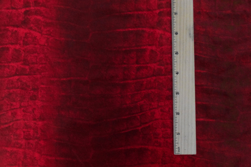 Red-Multi Famous Maker Reptile Printed Satin Tricot Swimwear Knit Fabric