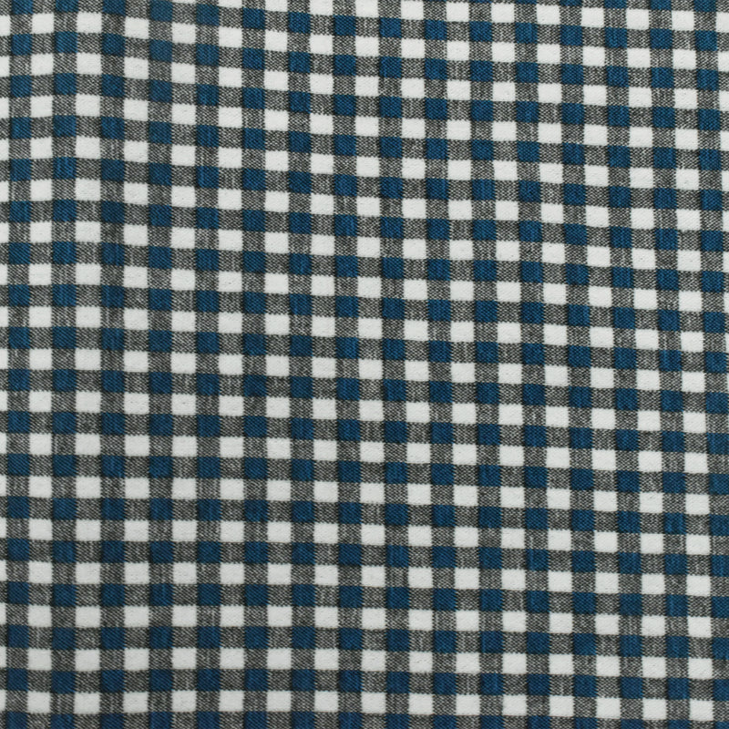 Blue-White-Gray Famous Maker Grid Gingham Double Woven Activewear Fabric