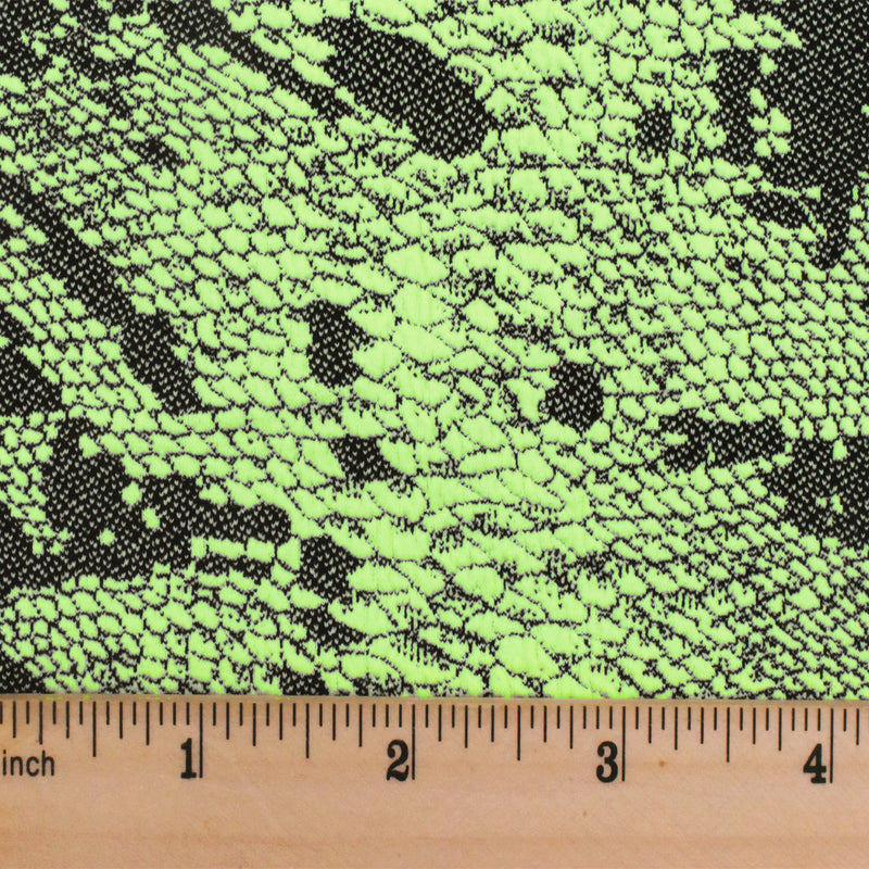Neon Green-Black Famous Maker Stretch Reptile Jacquard Yoga Knit Fabric