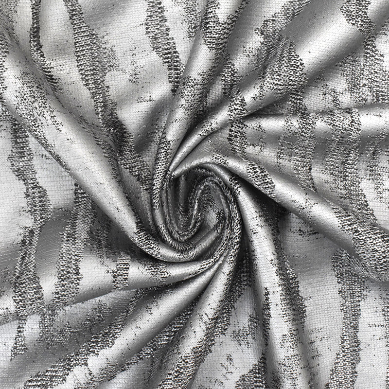 Metallic Silver-Black Tiger Printed Stretch Jersey Knit Fabric