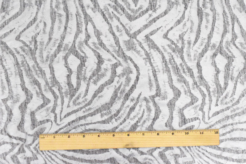 Metallic Silver-Black Tiger Printed Stretch Jersey Knit Fabric