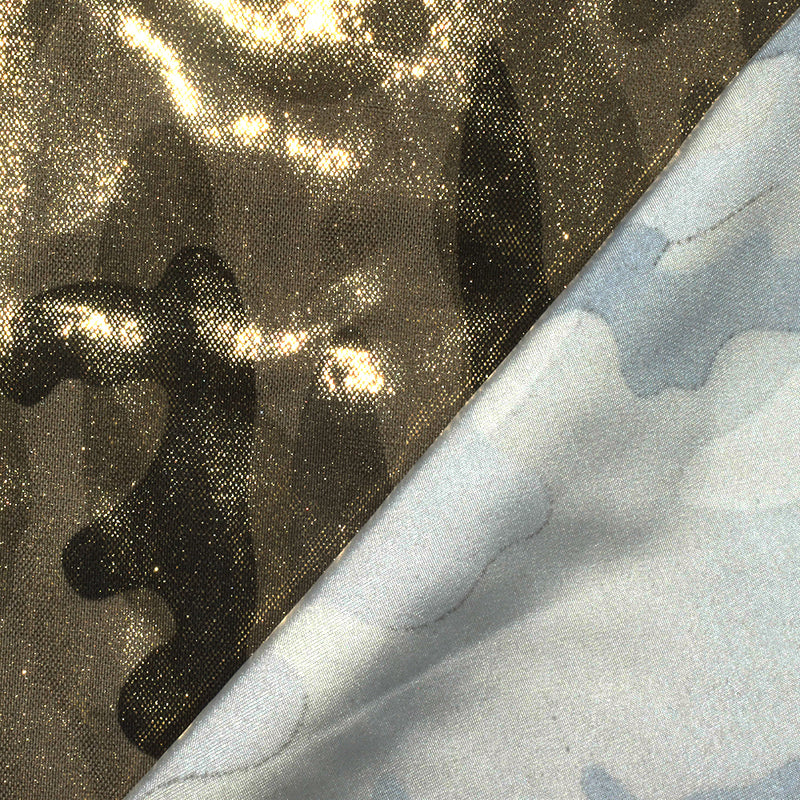 Gold-Multi Famous Maker Camouflage Printed Stretch Tricot Swimwear Fabric