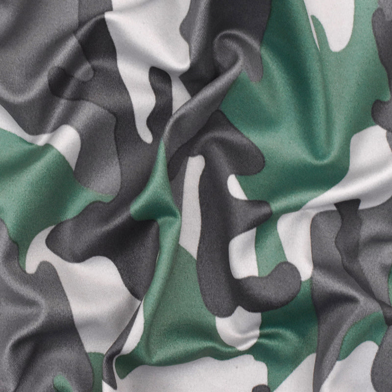 Green-Multi Famous Maker Camouflage Printed Stretch Tricot Swimwear Fabric