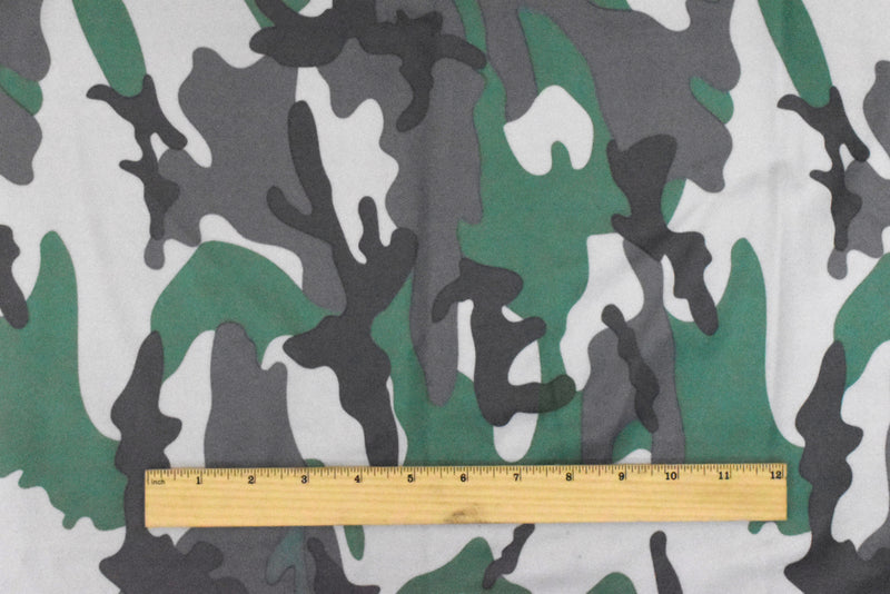 Green-Multi Famous Maker Camouflage Printed Stretch Tricot Swimwear Fabric