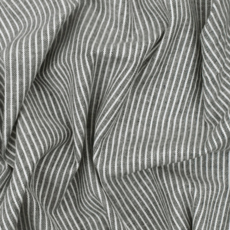 Vintage Navy-White Stripe Stretch Cotton Chambray Woven Fabric