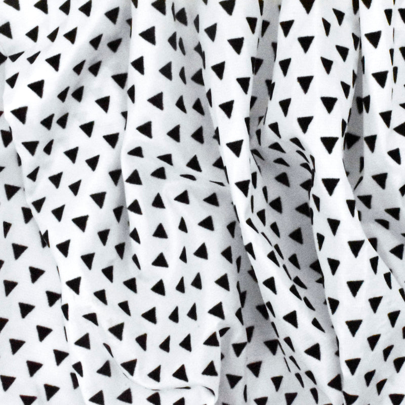 Classic Black-White Velvet Flocked Triangle Printed Ripstop Woven Fabric