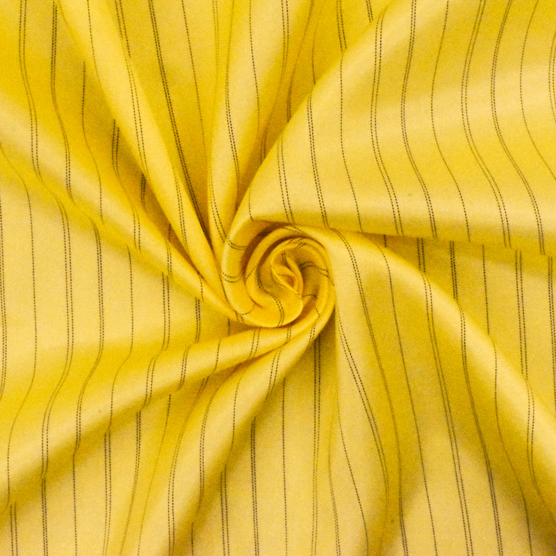 Sunflower Yellow-Black Stripe Polyester Lining Woven Fabric