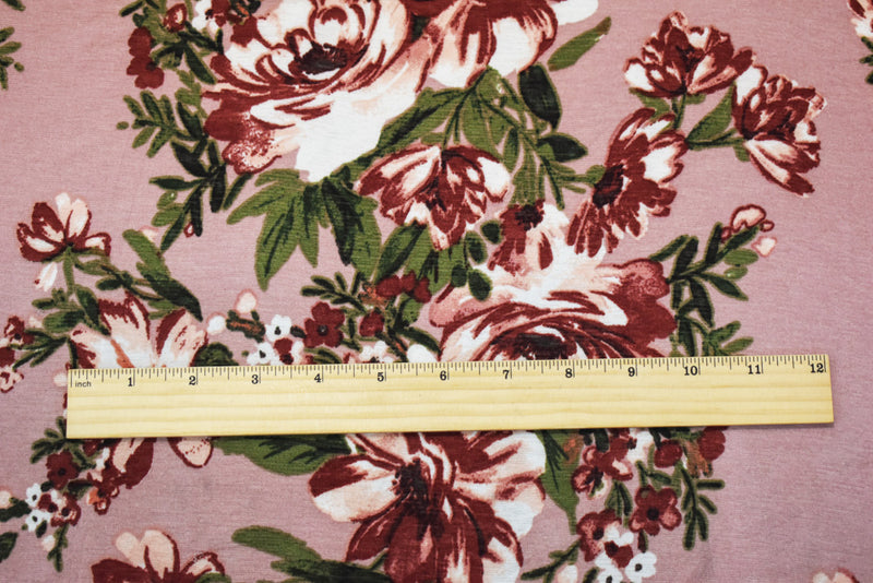 Pink-Multi Poly Floral Print Stretch Spandex Onion Skin Jersey Knit Fabric