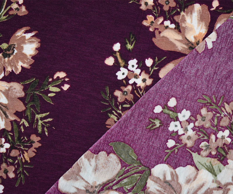 Red-Multi Poly Floral Print Stretch Spandex Onion Skin Jersey Knit Fabric