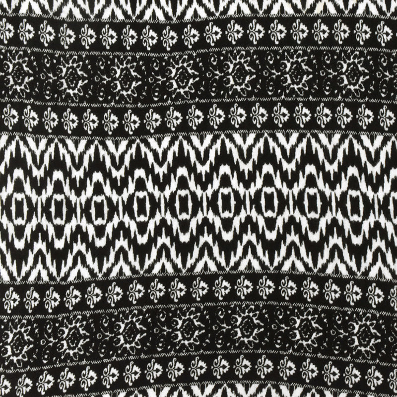 Black-White Pillar And Aztec Printed Rayon Stretch Jersey Knit Fabric