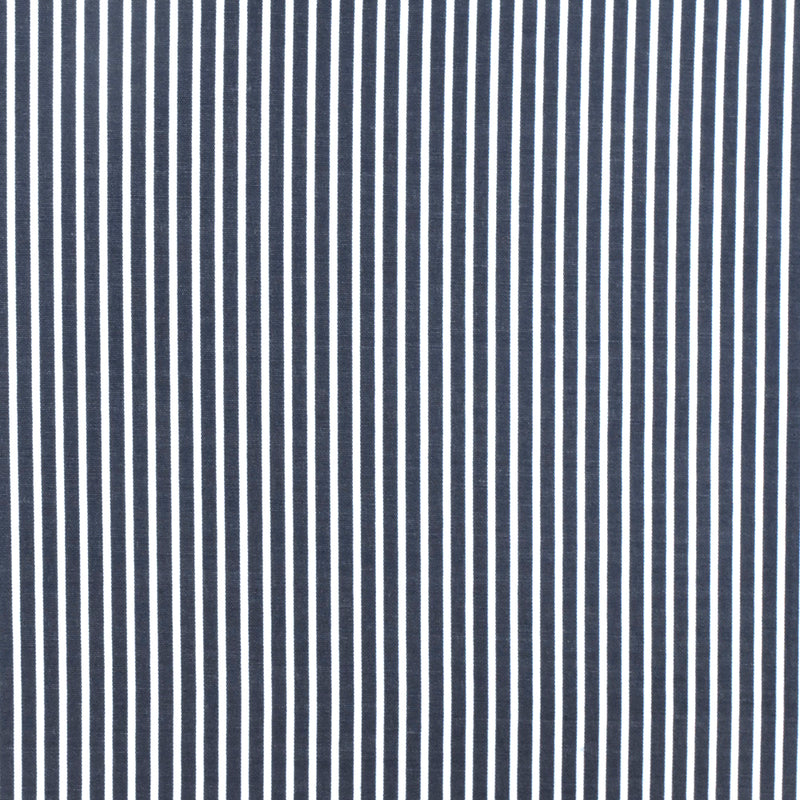 Deep Blue-White Stripe Polyester Shirting Woven Fabric