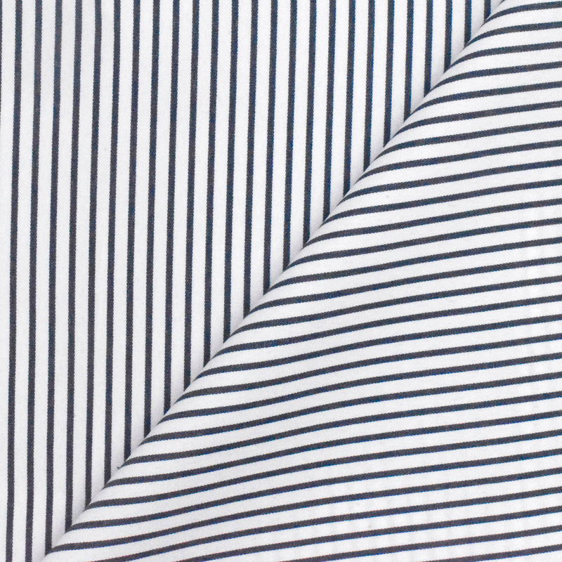 Dark Navy-White Stripe Polyester Shirting Woven Fabric