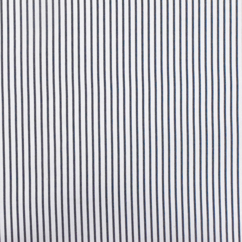 Dark Navy-White Stripe Polyester Shirting Woven Fabric