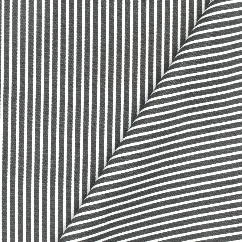 Intense White-Black Stripe Polyester Shirting Woven Fabric
